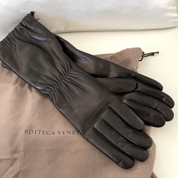 Bottega Veneta Womens Long Leather Gloves 671708, Small - Picture 5 of 12